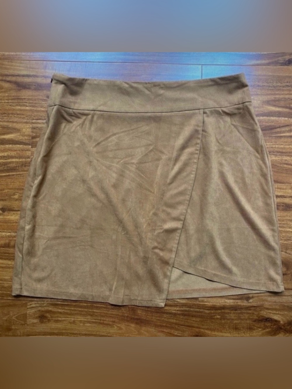 3/$25 Shein Curve Womens Camel Faux Suede Stretch Mini Skirt Size 2X Cottagecore